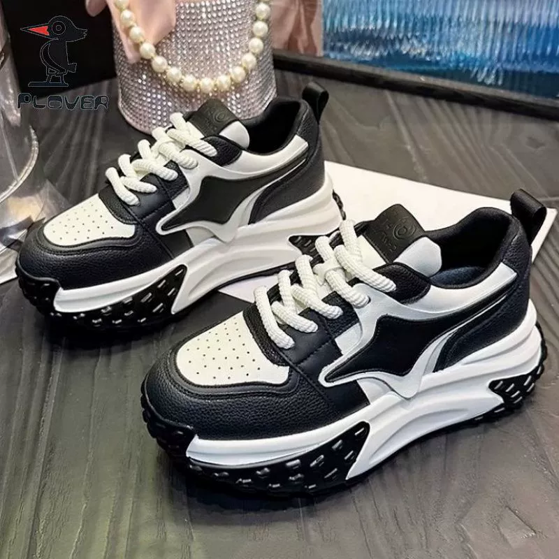 PLOVER2024 весенняя модель с увеличенной толстой подошвой обуви папы женская корейская версия 7cm весенняя обувь повседневная цветная женская обувь