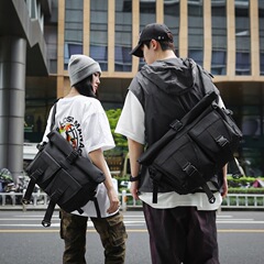 男性用の大容量トレンディなショルダークロスボディバッグ、女性用のシンプルで多用途な韓国スタイルの小さなショルダーバッグ、ワークウェア、機能的なサイクリングバッグ