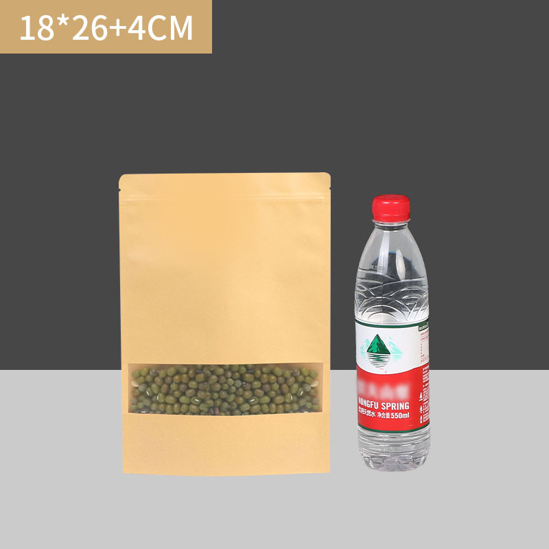 Ventana abierta Bolsa de papel Kraft esmerilado en tres dimensiones de frutas secas bolsa de envasado de alimentos se puede agregar el logotipo de la bolsa sellada autosellante de té de nuez