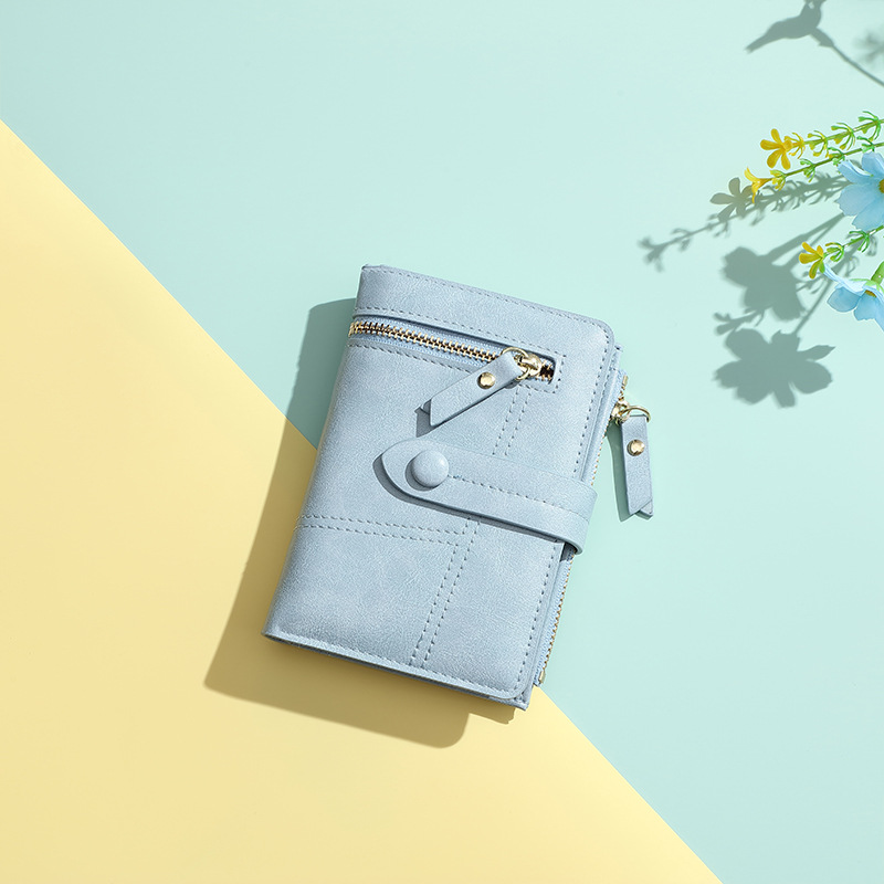 Haitao nueva cartera de mujer pu cremallera corta monedero estilo coreano estudiante plegable multifuncional cartera de mano