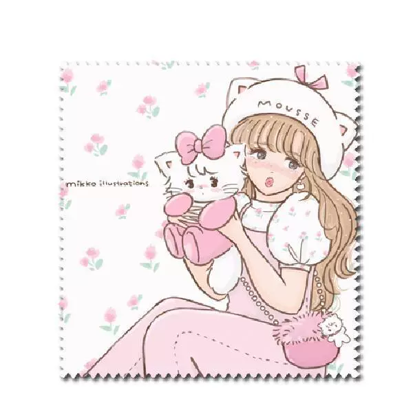 [日系Kawai девушка и кот Mikko cartoon хлопок тканевая чистящая салфетка против пятен без отпечатков пальцев ]