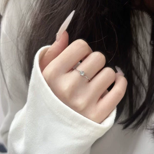 Aqua Blue Niche Adjustable Ring, Minimalist Ins-Style Dopamine Open Ring, Personalized Index Finger Ring with a High-End Cool Vibe
