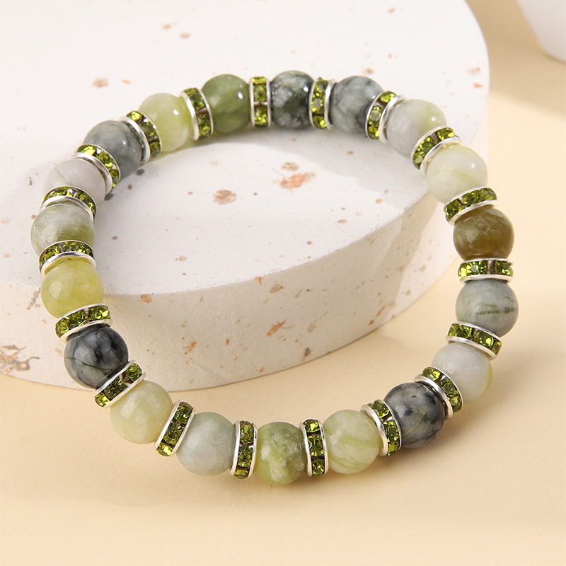 Fashion Gradient Color natural stone Plating Rhinestones Bracelets 1 Piece