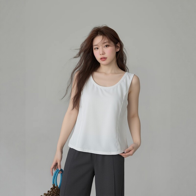 Plus-Size Women's Clothing Spring and Summer New Style Women's Cotton Tank Top 100kg Versatile Slimming Top for Chubby Girls That Covers the Belly 3615