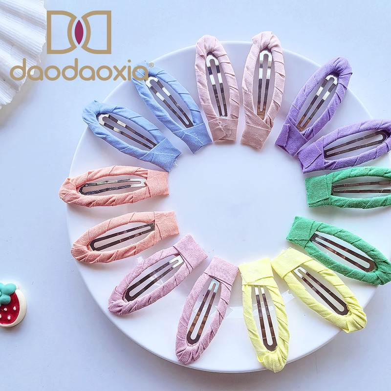 Children's Solid Color Thickened Fabric-Wrapped Bb Clip, Baby Hair Clip That Doesn'T Damage Hair, Sweat-Resistant Clip, Simple and High-End Hair Accessory for Kids