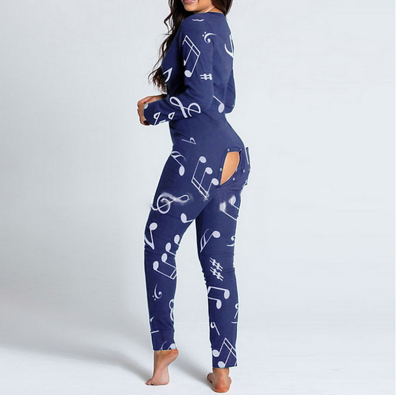 2021 estación independiente Amazon nuevo mono botón impreso botón funcional Flip pijamas para adultos