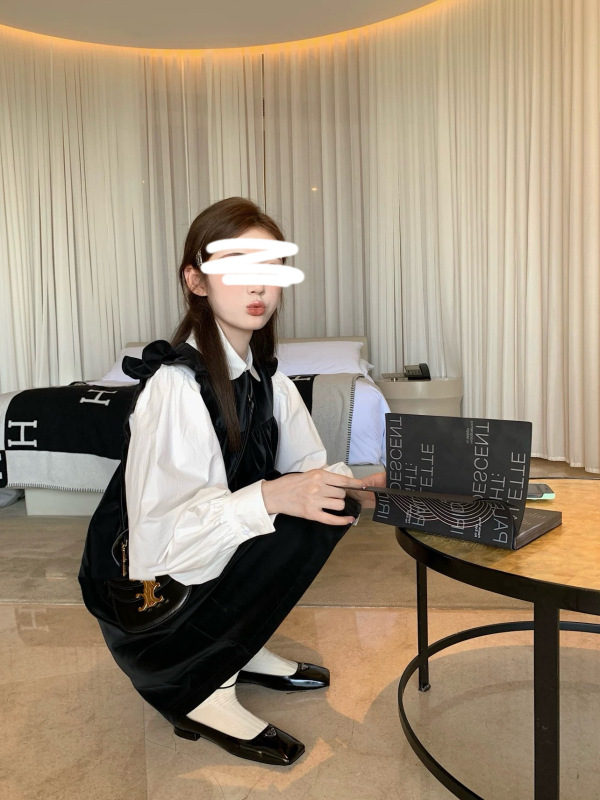 白色韩国chic气质百搭翻领宽松褶皱泡泡袖衬衫女春秋韩版G1462|undefined