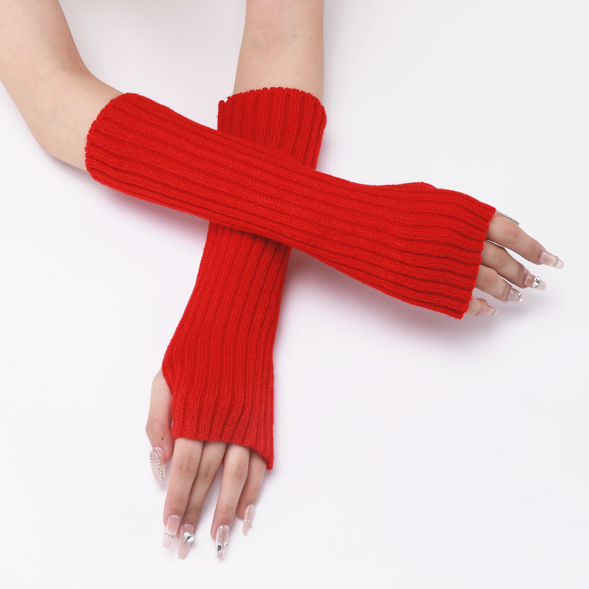 Women'S Gender Women's Fashion Solid Color Knitted Fabric Gloves