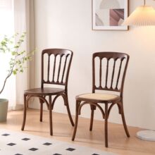 美式实木餐椅家用复古藤椅餐厅咖啡厅椅子拿破仑椅竹节椅子古堡椅