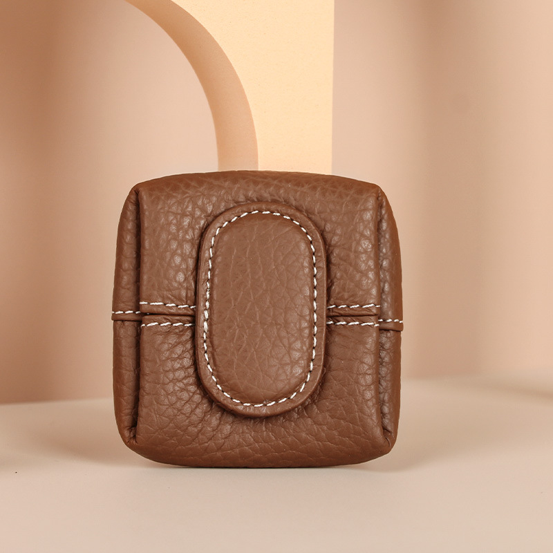 Monedero de cuero genuino primera capa de piel de vaca mini billetera de almacenamiento clave transfronteriza pequeña billetera de piel de vaca de las mujeres