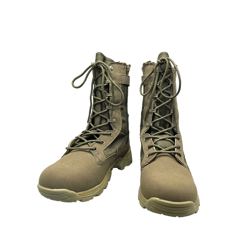 Montañismo al aire libre, entrenamiento de campo, botas militares de campo de batalla, nuevas herramientas de rescate de aventura impermeable de caña media y alta, botas tácticas del desierto al por mayor