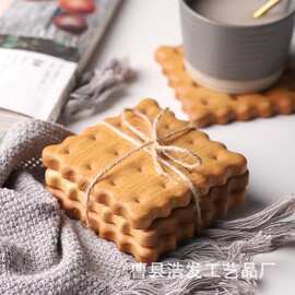 ins风木质杯垫饼干造型桌面水杯茶杯隔热垫下午茶点饮品垫餐垫