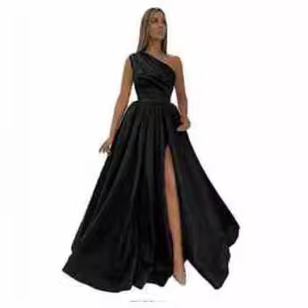 Banquet Evening Dress 2022 New AliExpress Shoulder High Fork Long Satin Graduation Party Performance Sexy Dress