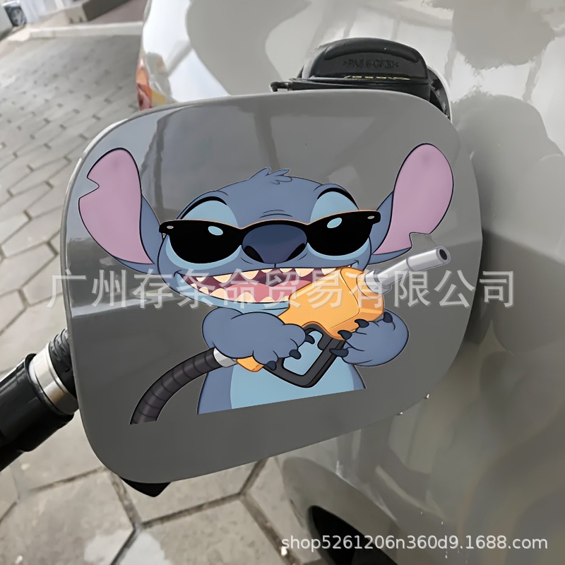 跨境包贴标TEMU希音可爱安琪史迪仔油盖贴适用于汽车卡车装饰车贴