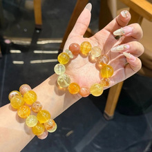 【蜜糖时光】天然黄萤石金太阳水晶手串女小众时尚高级款爆款批发