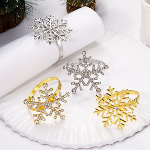 TEMU new European and American Christmas napkin ring napkin buckle Christmas tree snowflake napkin ring in stock supply strength manufacturer