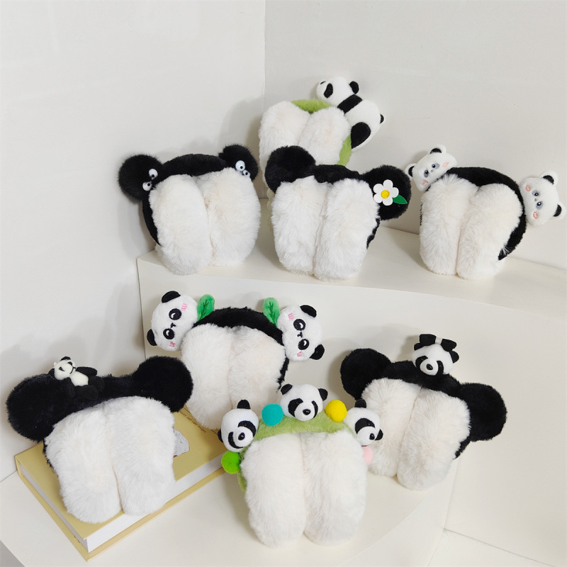 Winter New Cartoon Creative Panda Series Plush Folding Earmuffs for Students Beautiful Girls Ear Warm Thickened Ear Bag Winter New Cartoon Creative Panda Series Plush Folding Earmuffs for Students Beautiful Girls Ear Warm Thickened Ear Bag