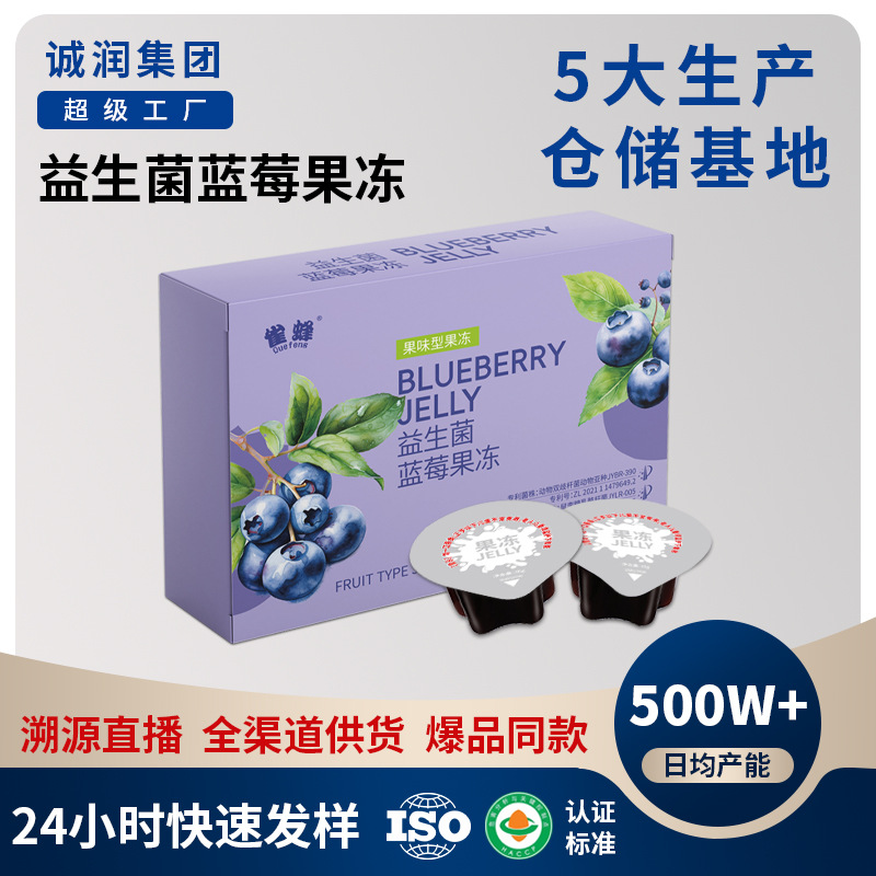 益生菌蓝莓果冻杯装蓝莓果味果冻大餐救星益生元果蔬酵素果冻批发