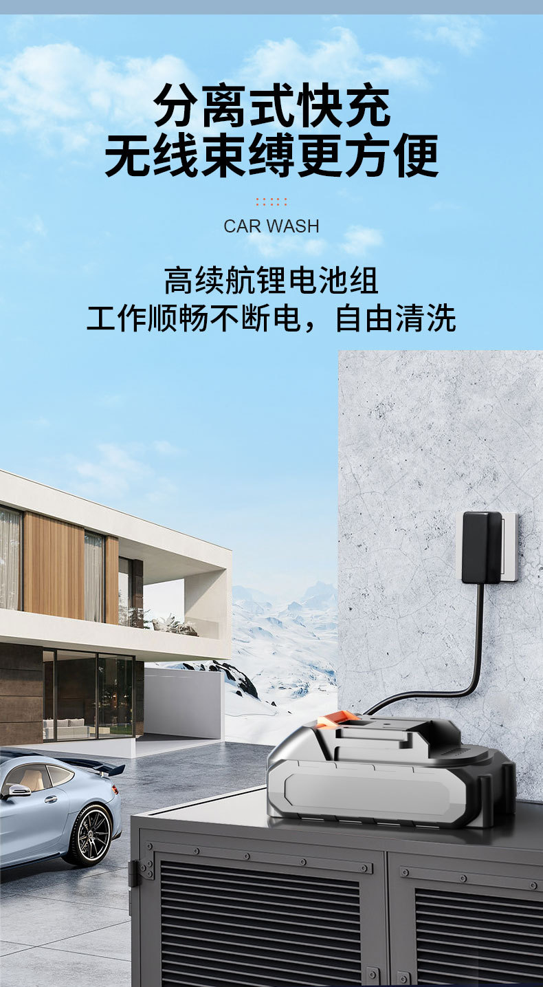 High-pressure car washing water gun Lithium electric car washing machine water gun portable wireless car washing machine household rechargeable car cleaning artifact