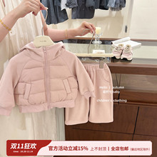 【咸柠七】原创！女童冬款套装2025连帽加绒棉服外套长裤两件套