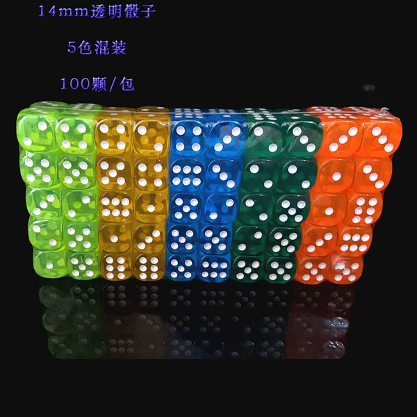New packing 14mm transparent dice game accessories dice six sides rounded dice suit in stock wholesale
