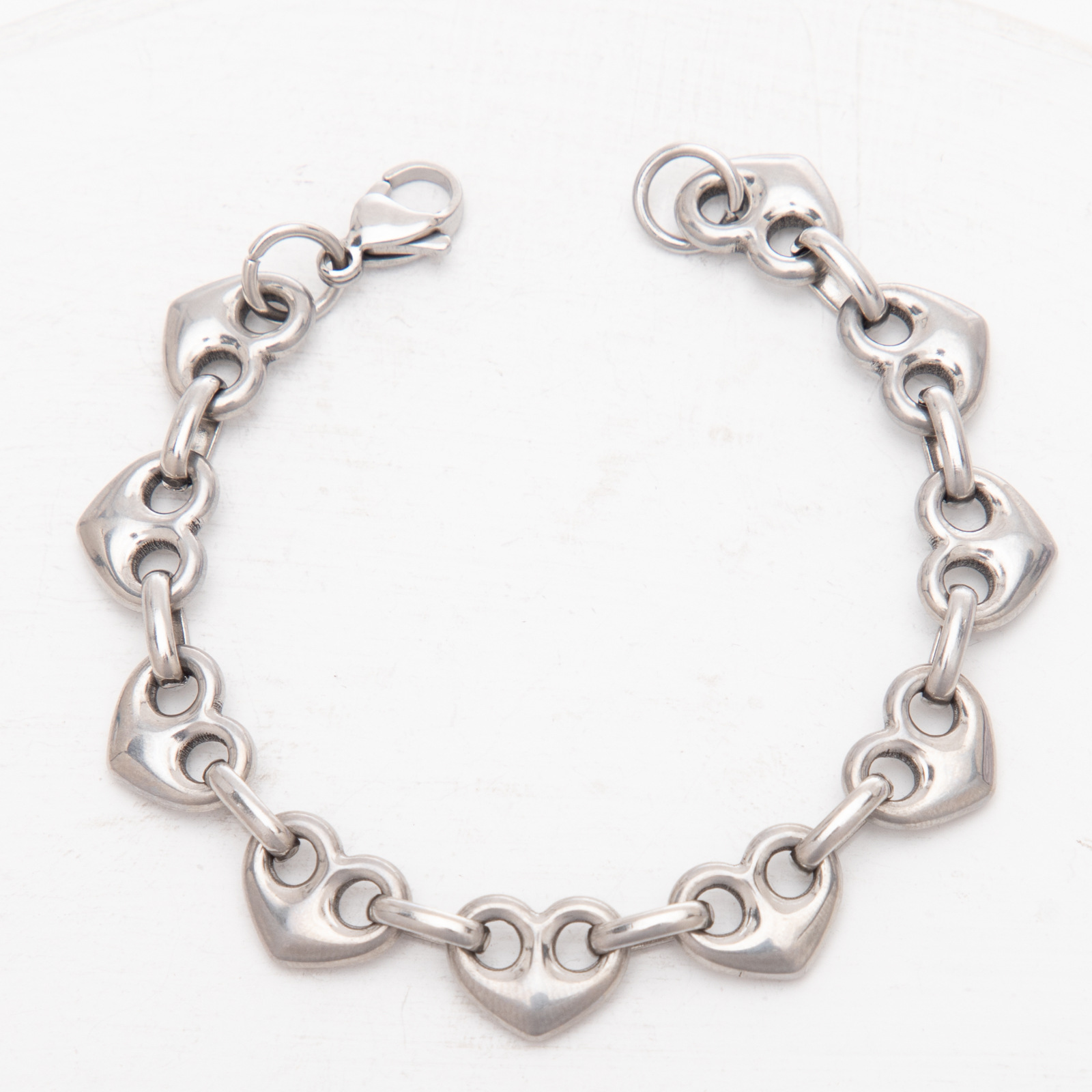 20g Weight Chain Jewelry Making Type Bracelets Classification 1 Piece Quantity 304 Stainless Steel Material Heart Shape Pattern All Seasons Season Casual Style 1 Piece 304 Stainless Steel Bracelets Chain Casual Heart Shape 2