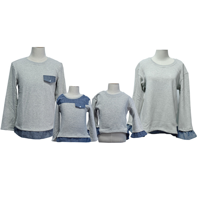 Una familia de tres padres e hijos ropa otoño niñas suéter forrado de lana engrosada estilo coreano manga larga contraste color abrigo de invierno Nuevo