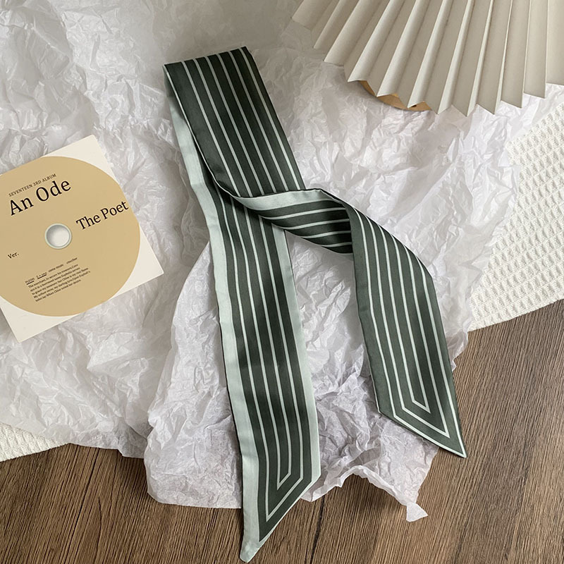 Bufanda de seda, banda larga, sensación de alta calidad, serpentina de rayas verticales de doble cara, bufanda de todo fósforo, diadema, cinturón decorativo, cinturón, cinta