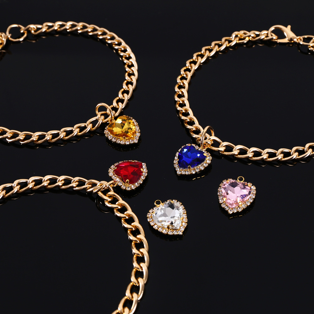 Comercio exterior mascotas gatos perros princesas metal amor diamante gemas collar ajustable collar de fiesta de cumpleaños colorido