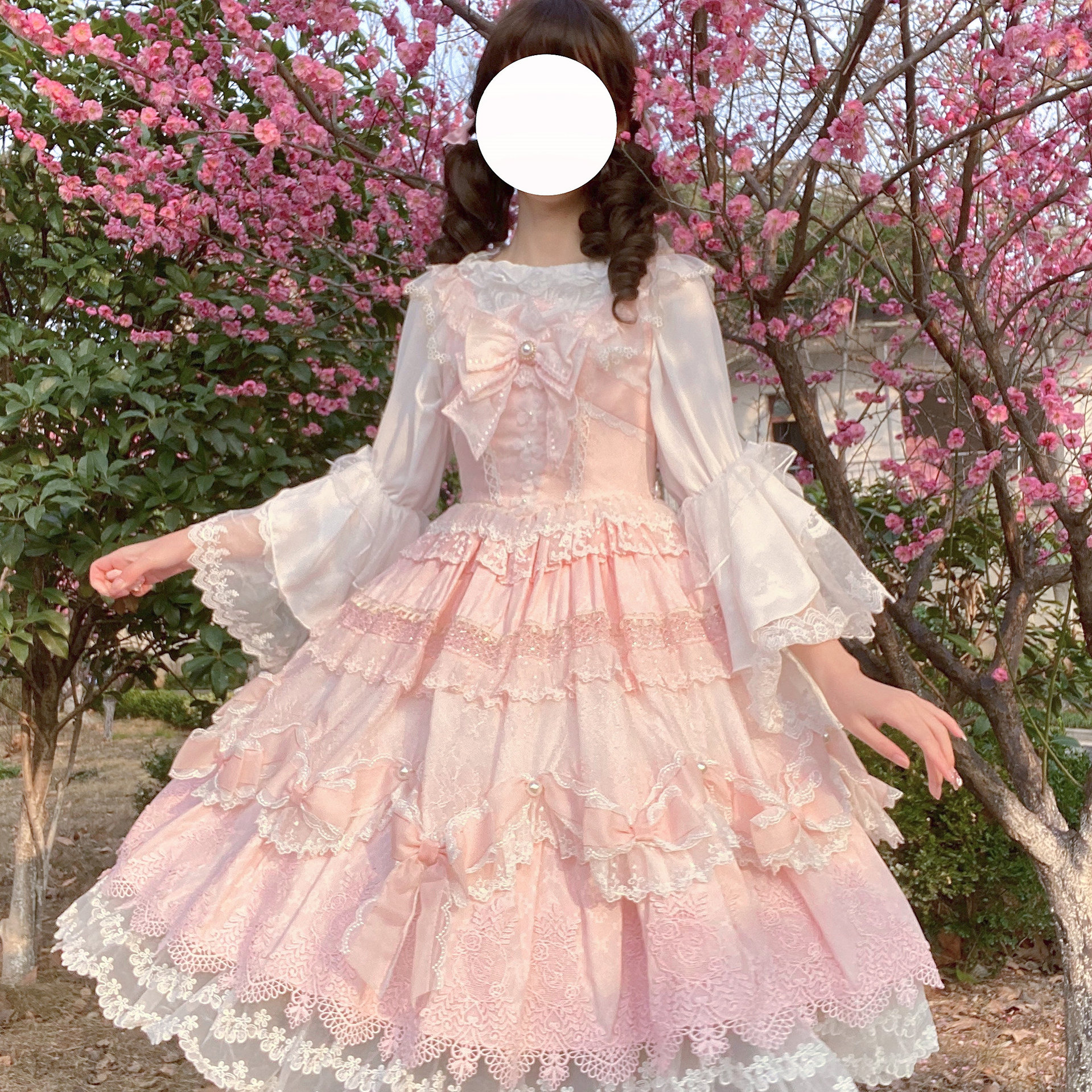 实拍 厂原创设计 lolita内搭洋装雪纺姬袖欧式优雅花嫁蕾丝上衣-阿里巴巴
