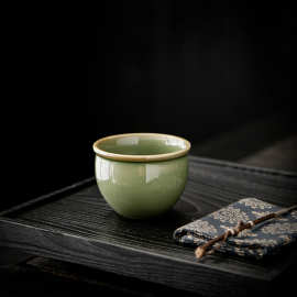 复古青瓷主人杯大容量茶杯功夫茶具陶瓷茶杯品茗杯大号普洱茶杯
