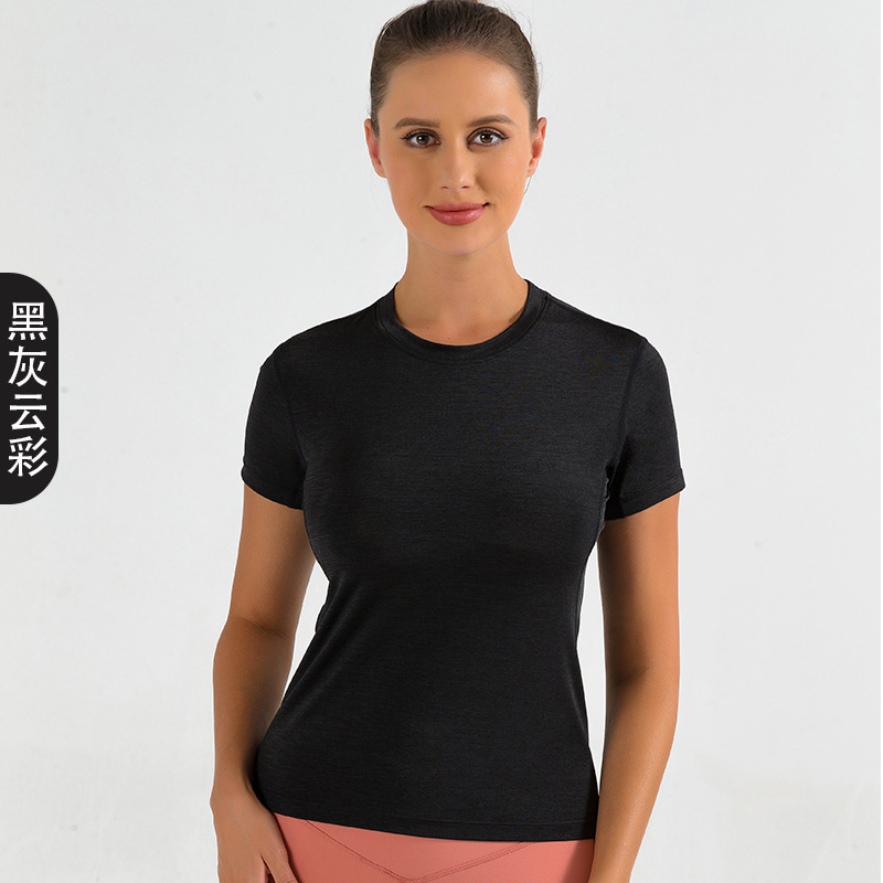 Top Deportivo de Manga Corta para Mujer, Cuello Redondo, Secado Rápido, Colorido, para Correr, Fitness, Yoga, Ajustado y Transpirable, Otoño/Invierno 2025