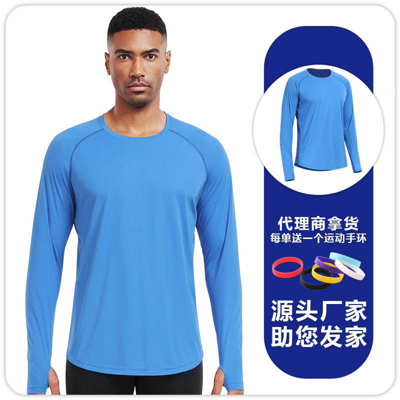 B5017 hombre de mangas largas correr yoga ropa de fitness transpirable sudor de pesca chaqueta de protección solar al aire libre