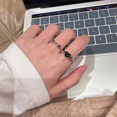 Drop-casting Heart Ring Retro Minimalist Instagram Cool Style Loose Band Ring Fashion Personality Design Index Finger Ring