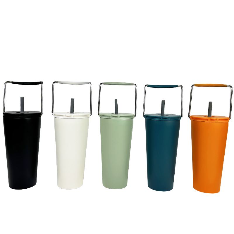 Taza de aislamiento de acero inoxidable de comercio electrónico transfronterizo taza de paja portátil al aire libre taza de hielo de 20oz de gran capacidad