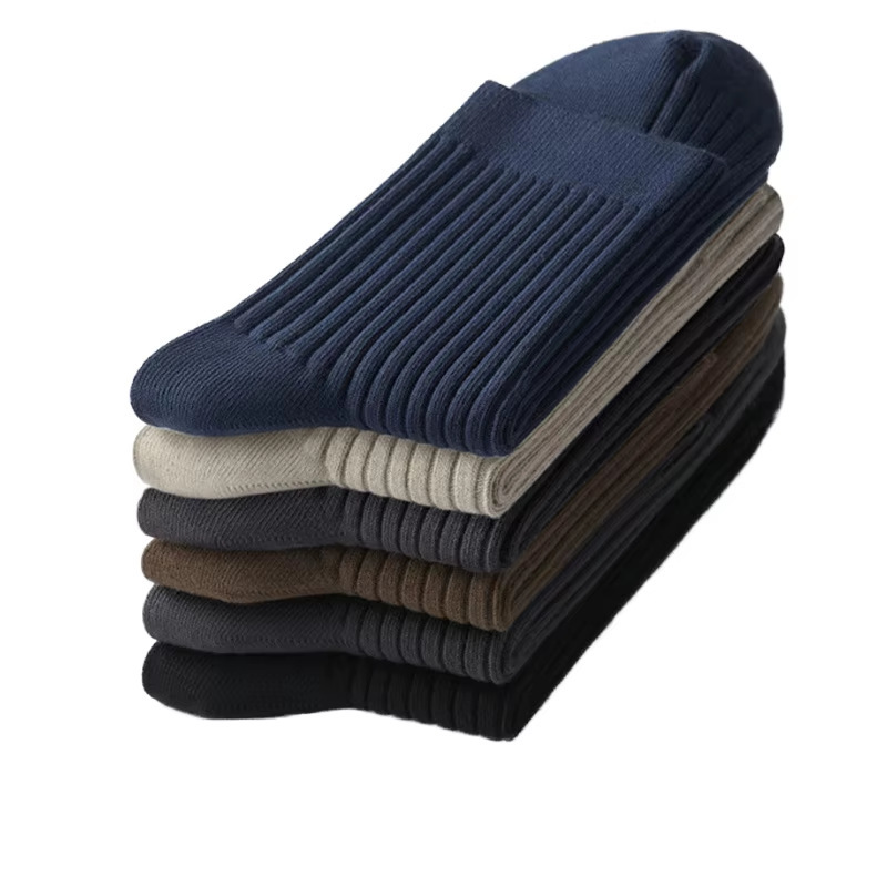 Solid Color Combed Cotton Striped Soft White and Black Crew Socks Men's Crew Sports Socks Solid Color Combed Cotton Striped Soft White and Black Crew Socks Men's Crew Sports Socks