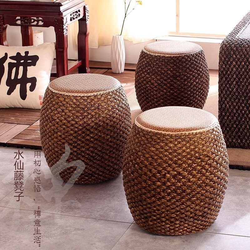 Sofá taburetes taburetes taburetes de mesa taburetes de madera maciza taburetes creativos taburetes redondos hechos a mano taburetes de paja