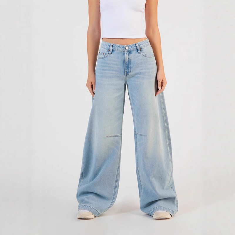 Cross-Border Aliexpress Foreign Trade Pacsun Low-Rise Jeans for Women, Baggy Loose Straight Pants, Y2K European and American Floor-Length Pants