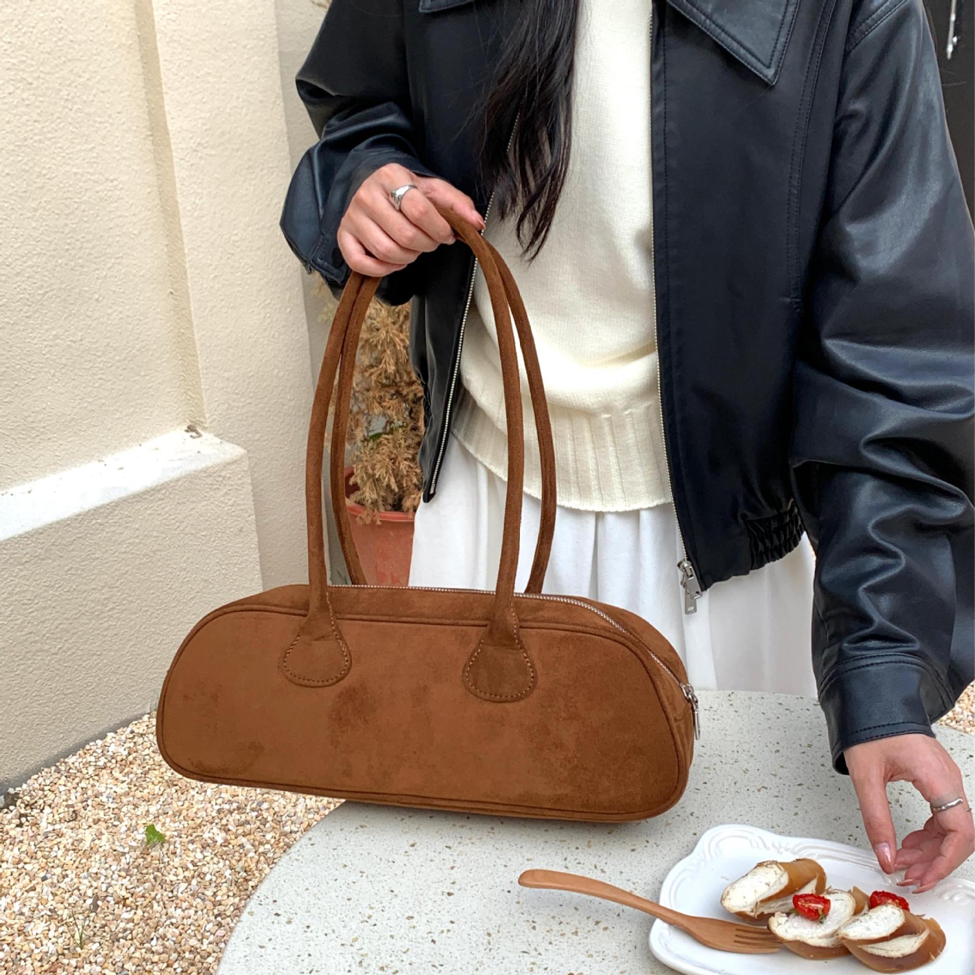 Cross-Border Baguette Underarm Bag For Women Fashion Retro Suede Niche Luxury Suede Handbag Shoulder Bag
