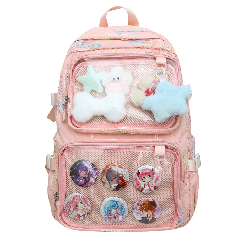 En la nueva mochila femenina 2025, la nueva chica tiene una gran capacidad de dibujos animados, estudiantes de secundaria, mochilas llenas de bolsos portátiles.