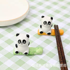 国宝大熊猫筷子架手工彩绘陶瓷熊猫摆件家居装饰工艺品旅游纪念品