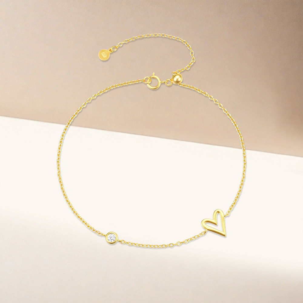 925 Sterling Silver Material Geometric, Heart Shape Pattern Women's Gender 925 Sterling Silver Bracelets Elegant Simple Style Streetwear