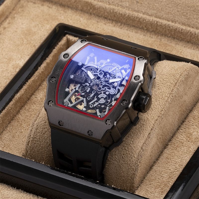 Richard Men's Fully Automatic Mechanical Watch Cut Out Miller Rm Watch for Men and Women Couples Waterproof Handsome Men's Barrel Type