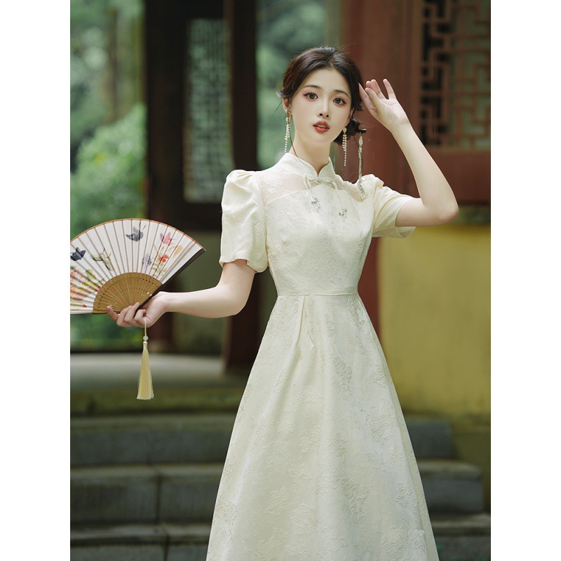 New Chinese style Jiangnan wind dress 2023 small improved cheongsam young girl elegant temperament summer