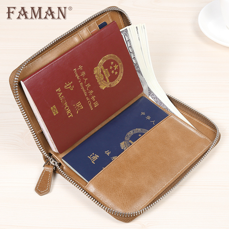 Pasaporte de Faman, pasaporte, pasaporte de viaje al extranjero, bolso de tarjeta de cuero multifuncional, bolso de almacenamiento de licencia de conducir