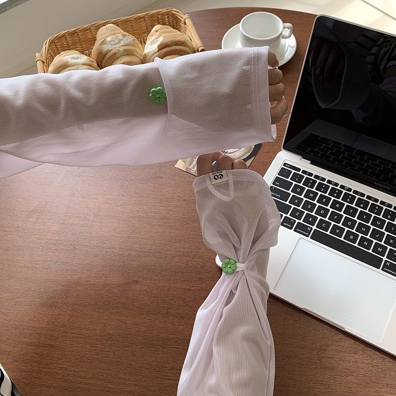 Mangas de hielo, mangas de protección solar, nuevos productos de verano, hebilla de disco de arte retro, mangas de hielo de hilo delicado, protectores de brazos de conducción sueltos y transpirables