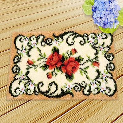 Avtomobil döşəmə paspasları — Embroidery Car Seat Mat Handmade Carpet - zd181-50cm-white-net-cross