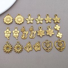 不锈钢花朵系列心形向日葵四叶草吊坠挂件diy耳饰钥匙扣饰品配件