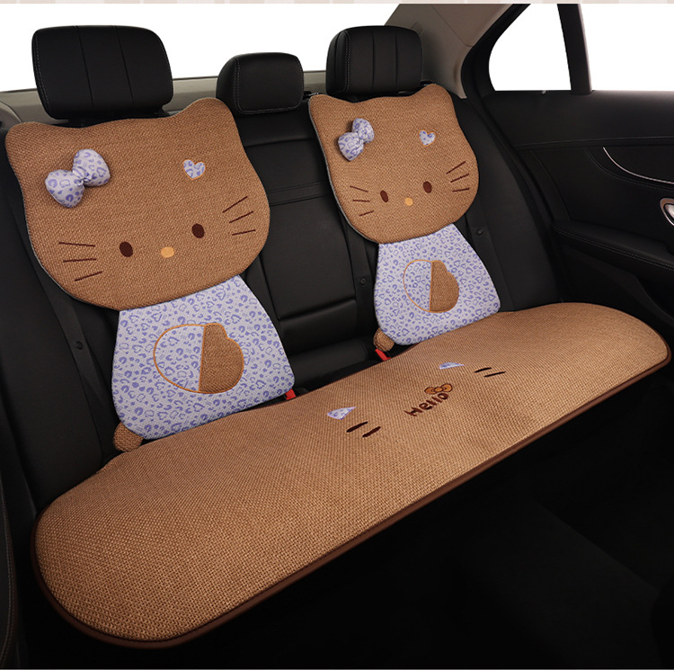 Car Seat Cushion for All Seasons, Side-Mounted, Reverse-Wrapped Kt Summer Cushion, Breathable, Non-Slip, Cartoon Seat Cushion, Five-Seater Car Seat Cover