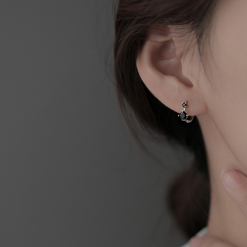大小双黑钻耳钉女耳环耳扣2022年新款潮夏季小众轻奢高级感耳饰|ms